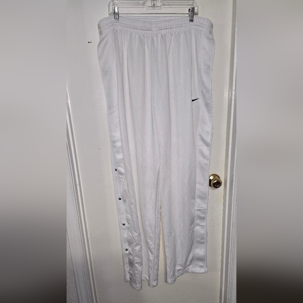 #M29 Nike White Dri-FIT  Legs Pants With Side Slit & Button Details,loose Fit. - Picture 3 of 9